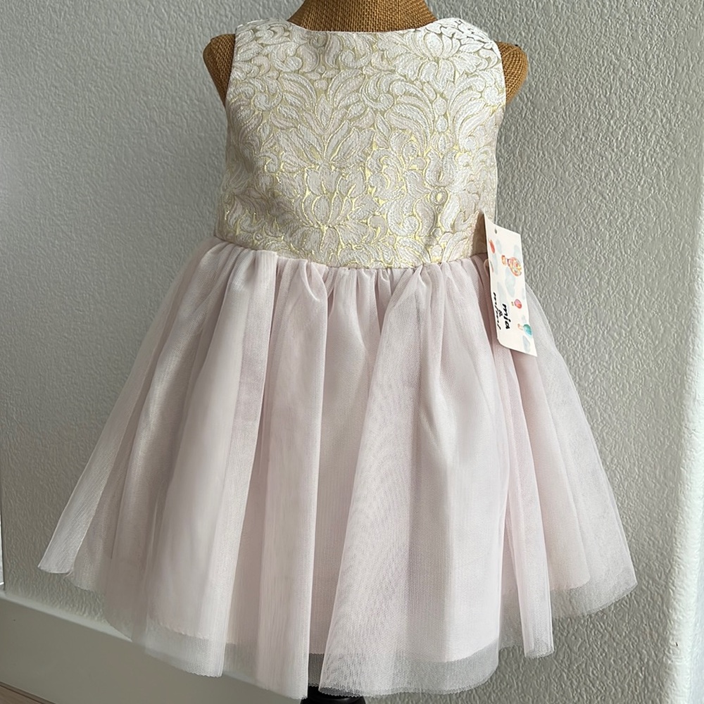NWT Mia and Mimi Formal Baby Girl Dress with Tulle Skirt and Bloomers